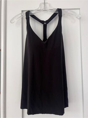 Black Racerback Swim Tank with Center T-Strap